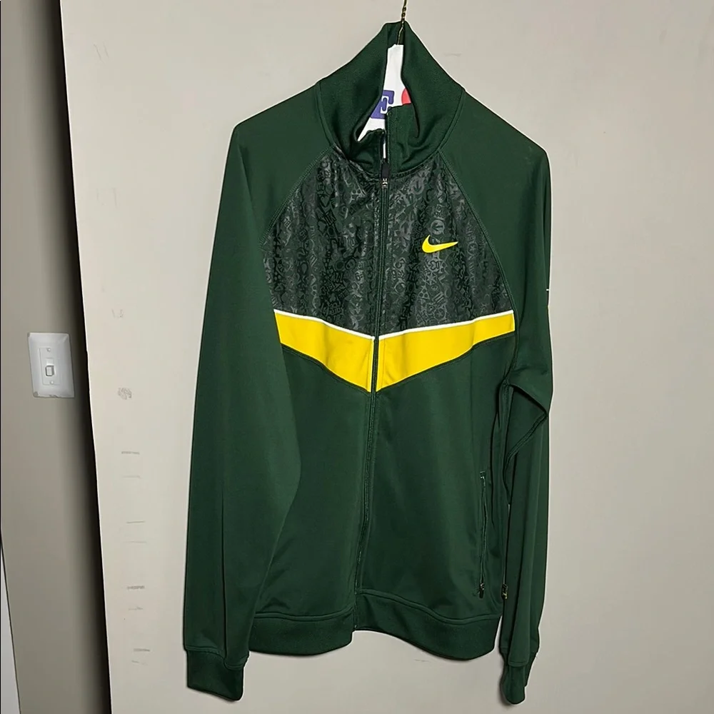 Nike Livestrong 10/2 dark green and Yellow University of Oregon zip up Jacket